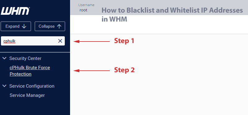 如何在WHM中將IP加入黑名單和白名單